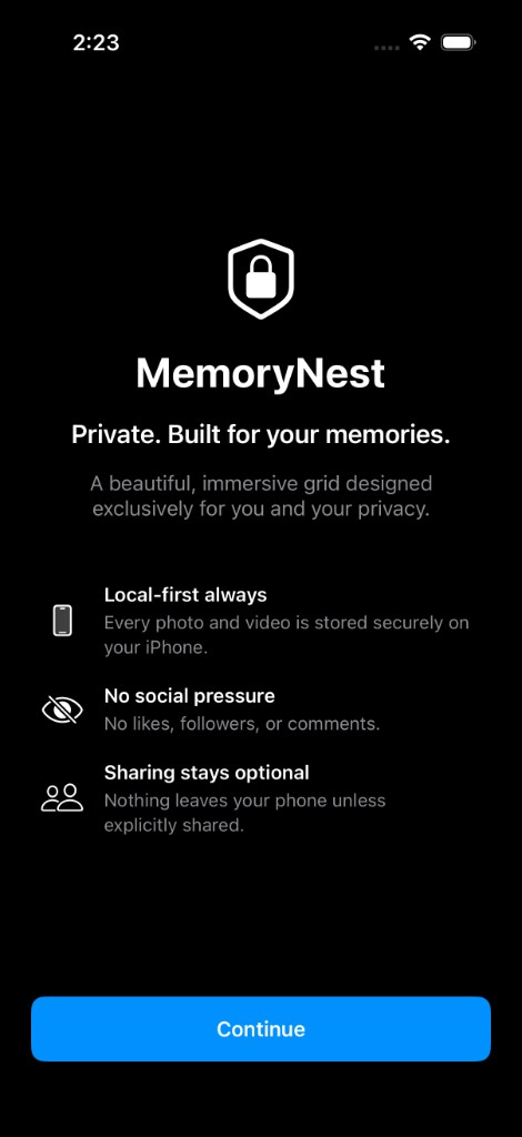 MemoryNest onboarding